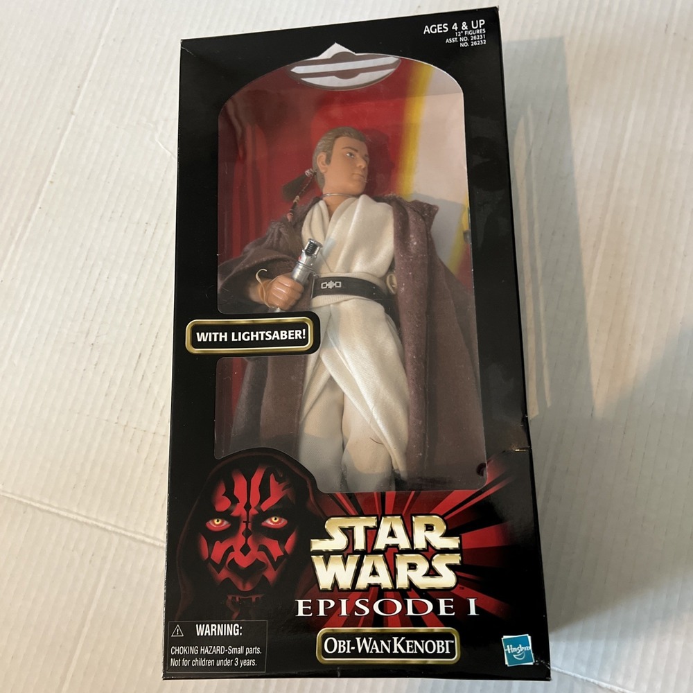 Star Wars Episode 1 Obi-Wan Kenobi 12" Action Figure 1999 With Lightsaber Hasbro